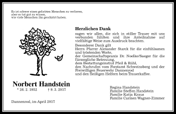 Traueranzeige von Norbert Handstein von VRM Trauer