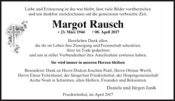 Traueranzeige von Margot Rausch von  Usinger Anzeiger