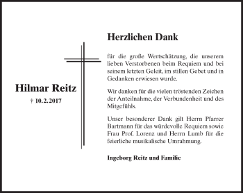 Traueranzeige von Hilmar Reitz von Trauerportal Rhein Main Presse