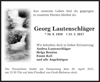 Traueranzeige von Georg Lautenschläger von Trauerportal Rhein Main Presse