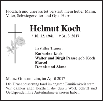 Traueranzeige von Helmut Koch von Trauerportal Rhein Main Presse