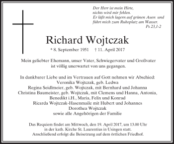 Traueranzeige von Richard Wojtczak von  Usinger Anzeiger