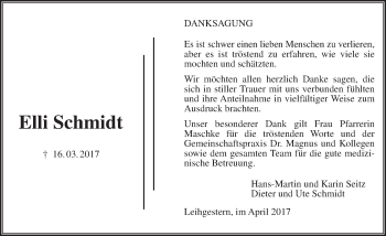 Traueranzeige von Elli Schmidt von  Gießener Anzeiger