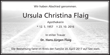 Traueranzeige von Ursula Christina Flaig von VRM Trauer
