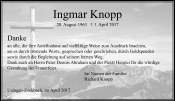 Traueranzeige von Ingmar Knopp von  Usinger Anzeiger