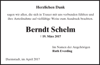 Traueranzeige von Berndt Schelm von Trauerportal Echo Online