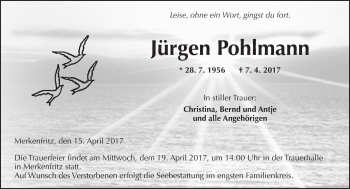 Traueranzeige von Jürgen Pohlmann von  Kreisanzeiger