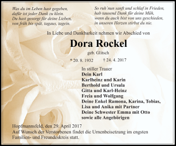 Traueranzeige von Dora Rockel von VRM Trauer