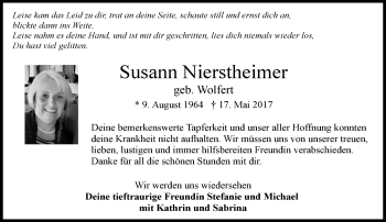 Traueranzeige von Susann Nierstheimer von Trauerportal Rhein Main Presse