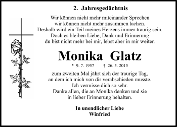 Traueranzeige von Monika Glatz von Trauerportal Rhein Main Presse
