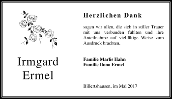 Traueranzeige von Irmgard Ermel von VRM Trauer