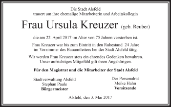 Traueranzeige von Ursula Paule von VRM Trauer