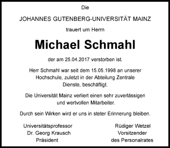 Traueranzeige von Michael Schmahl von Trauerportal Rhein Main Presse