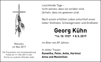 Traueranzeige von Georg Kühn von  Gießener Anzeiger