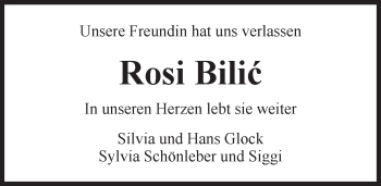 Traueranzeige von Rosi Bilic von Trauerportal Rhein Main Presse