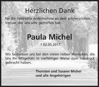 Traueranzeige von Paula Michel von Trauerportal Rhein Main Presse
