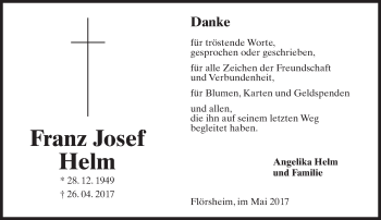 Traueranzeige von Franz Josef Helm von Trauerportal Rhein Main Presse