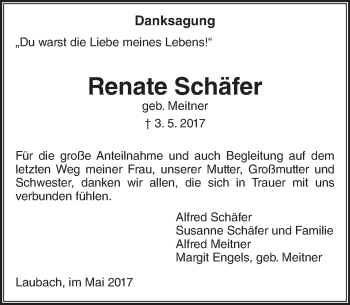 Traueranzeige von Renate Schäfer von  Gießener Anzeiger