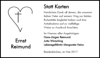 Traueranzeige von Ernst Reimund von Trauerportal Echo Online