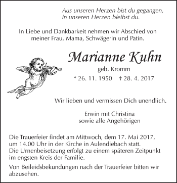 Traueranzeige von Marianne Kuhn von  Kreisanzeiger