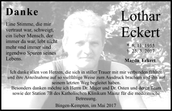 Traueranzeige von Lothar Eckert von Trauerportal Rhein Main Presse