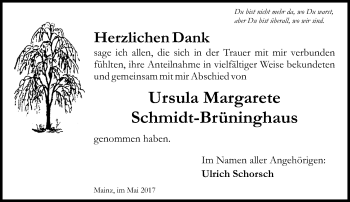 Traueranzeige von Ursula Margarete Schmidt-Brüninghaus von Trauerportal Rhein Main Presse
