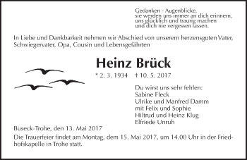 Traueranzeige von Heinz Brück von  Gießener Anzeiger