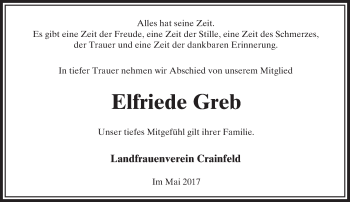 Traueranzeige von Elfriede Greb von VRM Trauer