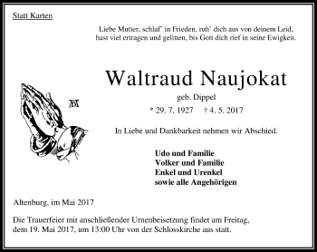 Traueranzeige von Waltraud Naujokat von VRM Trauer