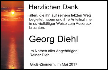 Traueranzeige von Georg Diehl von Trauerportal Echo Online
