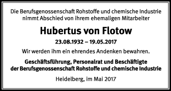 Traueranzeige von Hubertus von Flotow von Trauerportal Rhein Main Presse