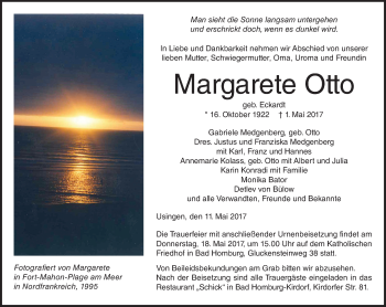 Traueranzeige von Margarete Otto von  Usinger Anzeiger