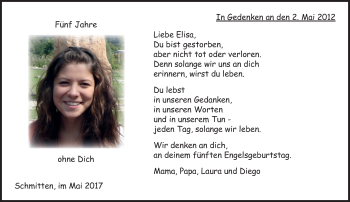 Traueranzeige von Elisa  von  Usinger Anzeiger