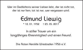 Traueranzeige von Edmund Liewig von Trauerportal Rhein Main Presse