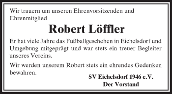 Traueranzeige von Robert Löffler von  Kreisanzeiger