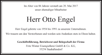 Traueranzeige von Otto Engel von VRM Trauer