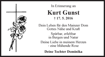 Traueranzeige von Kurt Gunst von Trauerportal Rhein Main Presse