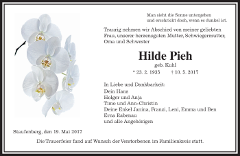 Traueranzeige von Hilde Pieh von  Gießener Anzeiger