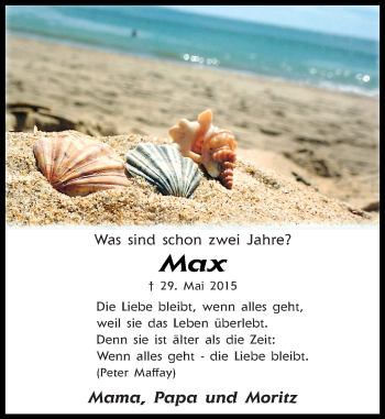 Traueranzeige von Max  von Trauerportal Echo Online