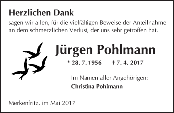 Traueranzeige von Jürgen Pohlmann von  Kreisanzeiger