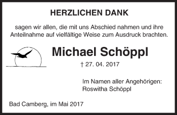 Traueranzeige von Michael Schöppl von  Camberger Anzeiger