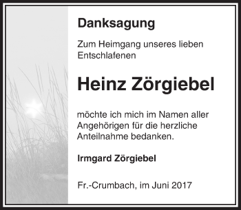 Traueranzeige von Heinz Zörgiebel von Trauerportal Echo Online