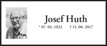 Traueranzeige von Josef Huth von Trauerportal Rhein Main Presse