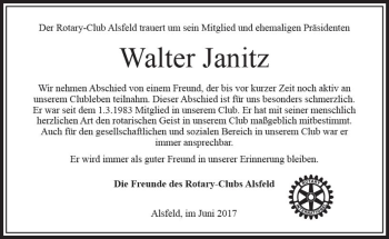 Traueranzeige von Walter Janitz von VRM Trauer
