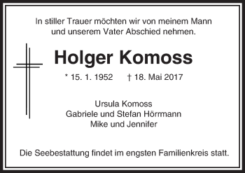 Traueranzeige von Holger Komoss von  Camberger Anzeiger