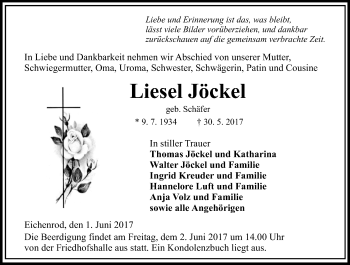 Traueranzeige von Liesel Jöckel von VRM Trauer