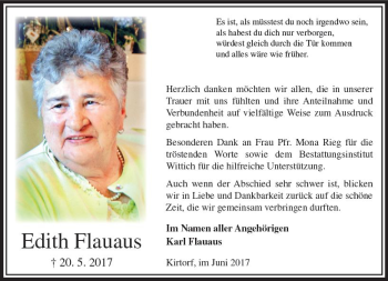 Traueranzeige von Edith Flauaus von VRM Trauer