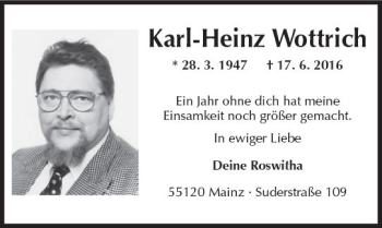 Traueranzeige von Karl-Heinz Wottrich von Trauerportal Rhein Main Presse Traueranzeige von Karl-Heinz Wottrich von Trauerportal Rhein Main Presse