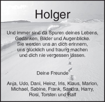 Traueranzeige von Holger  von Trauerportal Rhein Main Presse