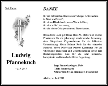 Traueranzeige von Ludwig Pfannekuch von VRM Trauer